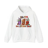 Happy Hallothanksmas Hooded Sweatshirt Hoodie Silly Halloween Thanksgiving Christmas All In One Graphic Viral Sweatshirt Viral Holiday Sweatshirt Printify
