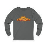 Long Sleeve T-shirt with Row of Vintage Pumpkins - Simple Design - Multiple Color Options Printify