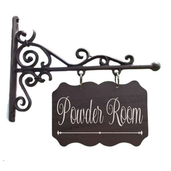 Metal Plaque and Bracket with Custom Lettering - Room Sign, Powder Room, Laundry, Pantry, etc. 4x8 RECTANGULAR