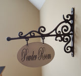 Metal Plaque/Bracket with Custom Lettering - 5x8 OVAL - Powder Room/Laundry Room/Pantry/Guest Room/Office/etc.