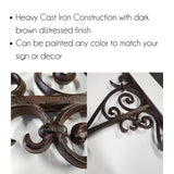 Cast Iron Sign Hanging Bracket: 12 Inch Scroll Design Plush