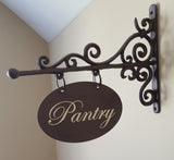 Metal Plaque/Bracket with Custom Lettering - 5x8 OVAL - Powder Room/Laundry Room/Pantry/Guest Room/Office/etc.
