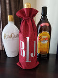 Custom/Personalized Jute Wine Bag - This wine pairs well with turkey and difficult relatives Plush