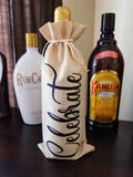 Custom/Personalized Jute Wine Bag - This wine pairs well with turkey and difficult relatives Plush