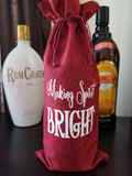 Custom/Personalized Jute Wine Bag - Merry and Bright Plush