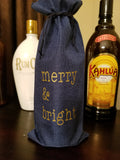 Custom/Personalized Jute Wine Bag - Merry Christmas Plush