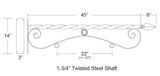 43 inch Reverse Scroll Sign Bracket - NO SIGN Metalcraft Industries