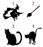 Halloween Vinyl Decals - Witch and Cats Plush