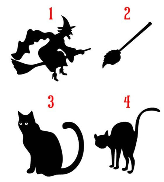 Halloween Vinyl Decals - Witch and Cats Plush