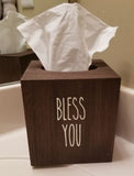 Wooden Tissue Box with or without Wording - Bless You, God Bless You, Be our Guest, Tissues Plush