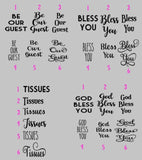 Wooden Tissue Box with or without Wording - Bless You, God Bless You, Be our Guest, Tissues Plush