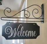 Custom Hanging Sign- Personalized Black Metal Sign With Hanging Rod & Hardware-For Businesses, Home, Etc. 2-Sided Indoor/Outdoor 6"x12" Sign Plush