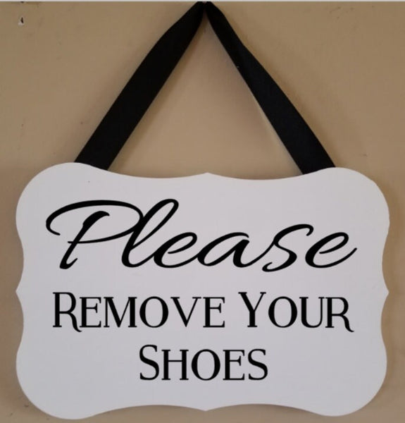 Please Remove Your Shoes Hanging Scalloped Sign Plush