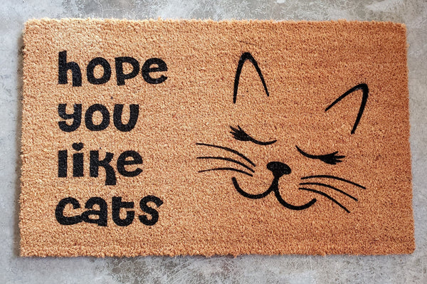 Doormat with "Hope you like dogs and cats" - Choose from 4 Sizes Plush