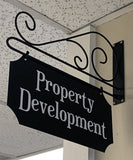 Custom Hanging Sign- Personalized Black Metal Sign With Hanging Rod & Hardware-For Businesses, Home, Etc. 2-Sided Indoor/Outdoor 6"x12" Sign Plush