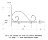 12" Light Duty Scroll Blade Sign Bracket - NO SIGN Plush