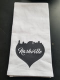 Nashville Syline/Heart Kitchen Flour Sack Towel - Tea Towel Plush