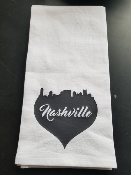 Nashville Syline/Heart Kitchen Flour Sack Towel - Tea Towel Plush