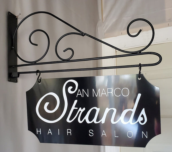 Custom Hanging Sign- Personalized Black Metal Sign With Hanging Rod & Hardware-For Businesses, Home, Etc. 2-Sided Indoor/Outdoor 6"x12" Sign Plush