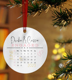 Engaged Couples Ornament for Christmas Tree - Personalized with Your Names and Date Plush