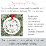 First Christmas Married Couples Ornament for Christmas Tree - Personalized with Your Last Initial, First Names, and Year Plush