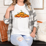 Fall Long-Sleeved T-Shirt with Vintage Pumpkins Graphic - Cozy Autumn Fashion! Plush