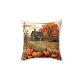 Fall and Halloween Pillow 2-sided with Vintage Fall Scene and 31 Spider on Other side Plush